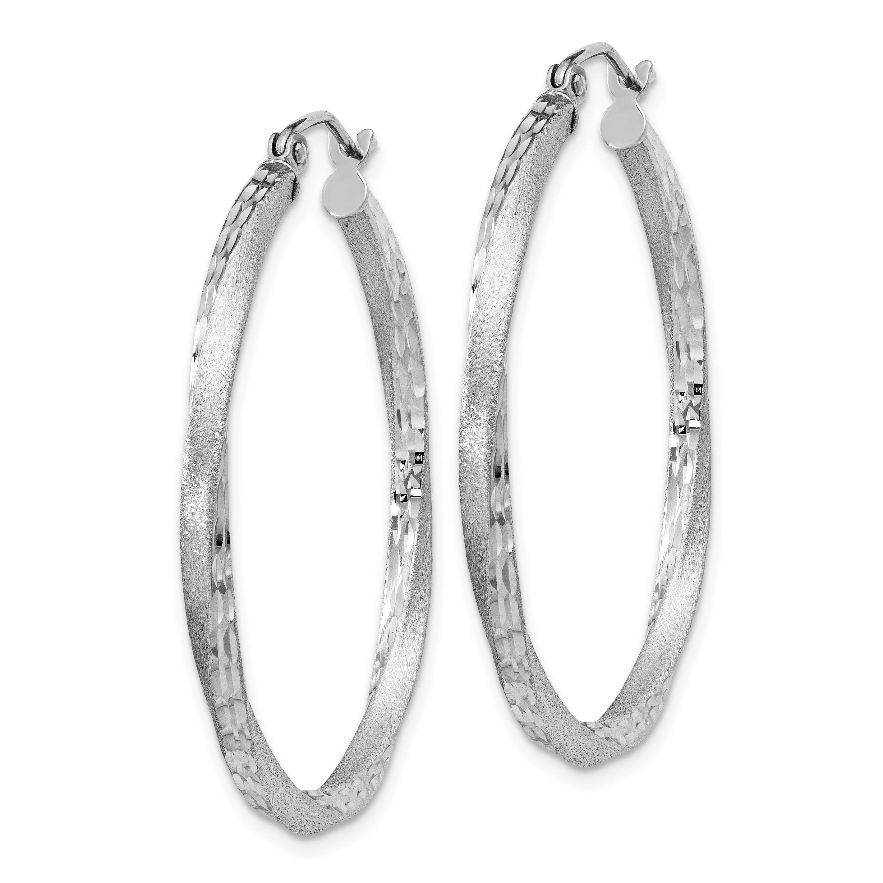 Twisted Diamond-Cut Hoop Earrings in Sterling Silver