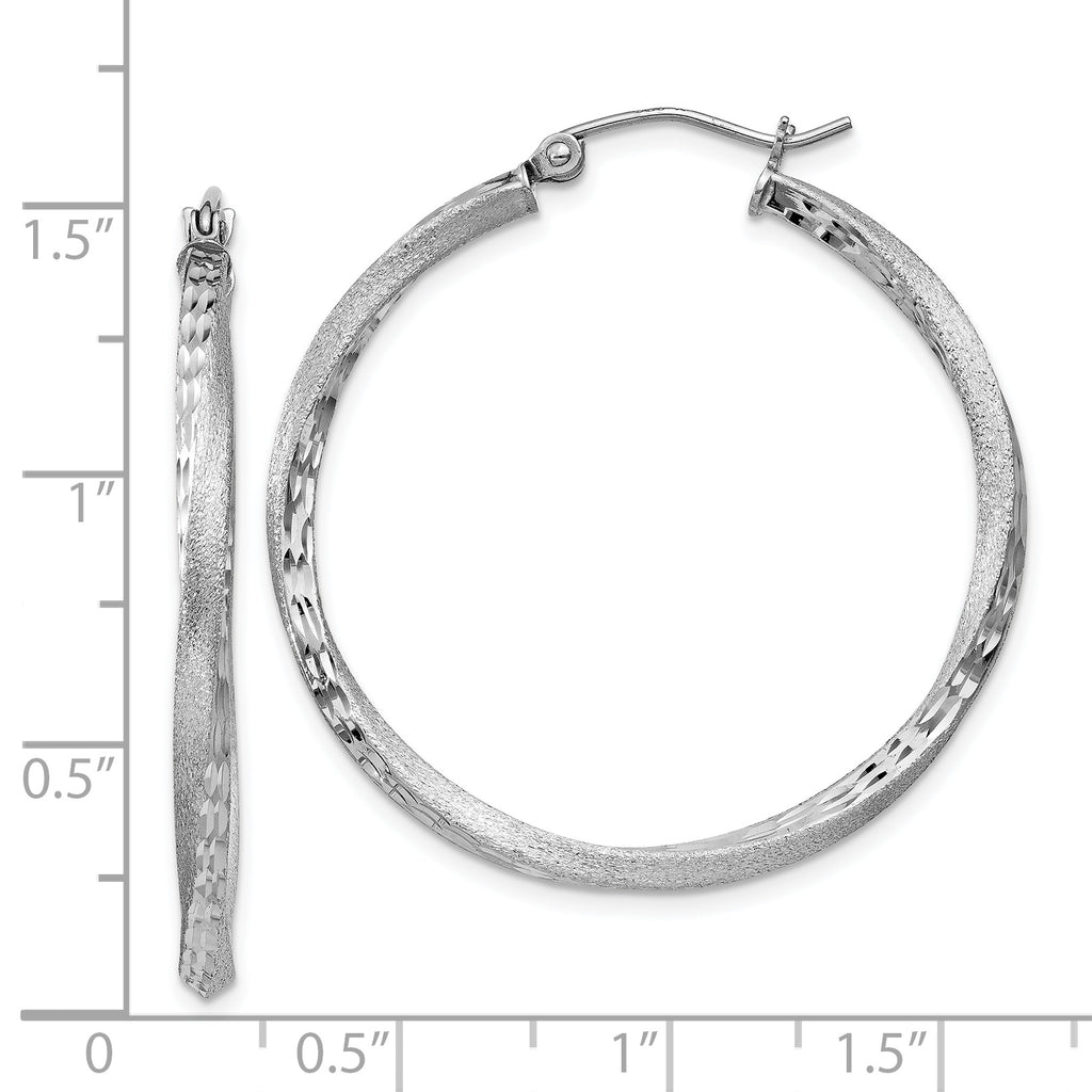 Twisted Diamond-Cut Hoop Earrings in Sterling Silver