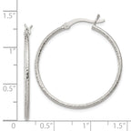 Sterling Silver Textured 2x30mm Hoop Earrings
