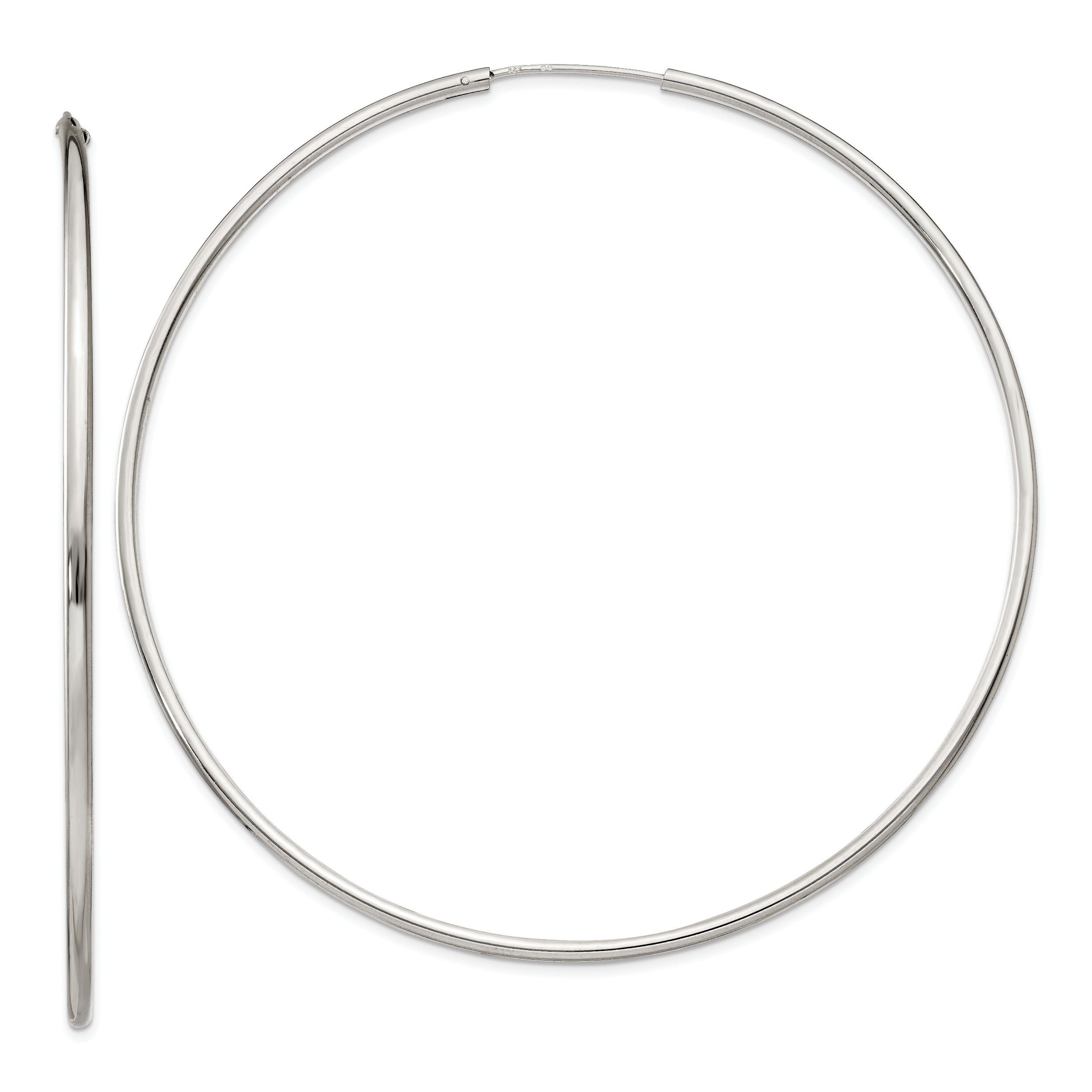Sterling Silver 2x80mm Endless Hoop Earrings Main image