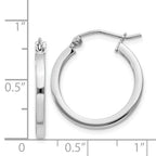 Square Tube Hoop Earrings in Sterling Silver, 20mm