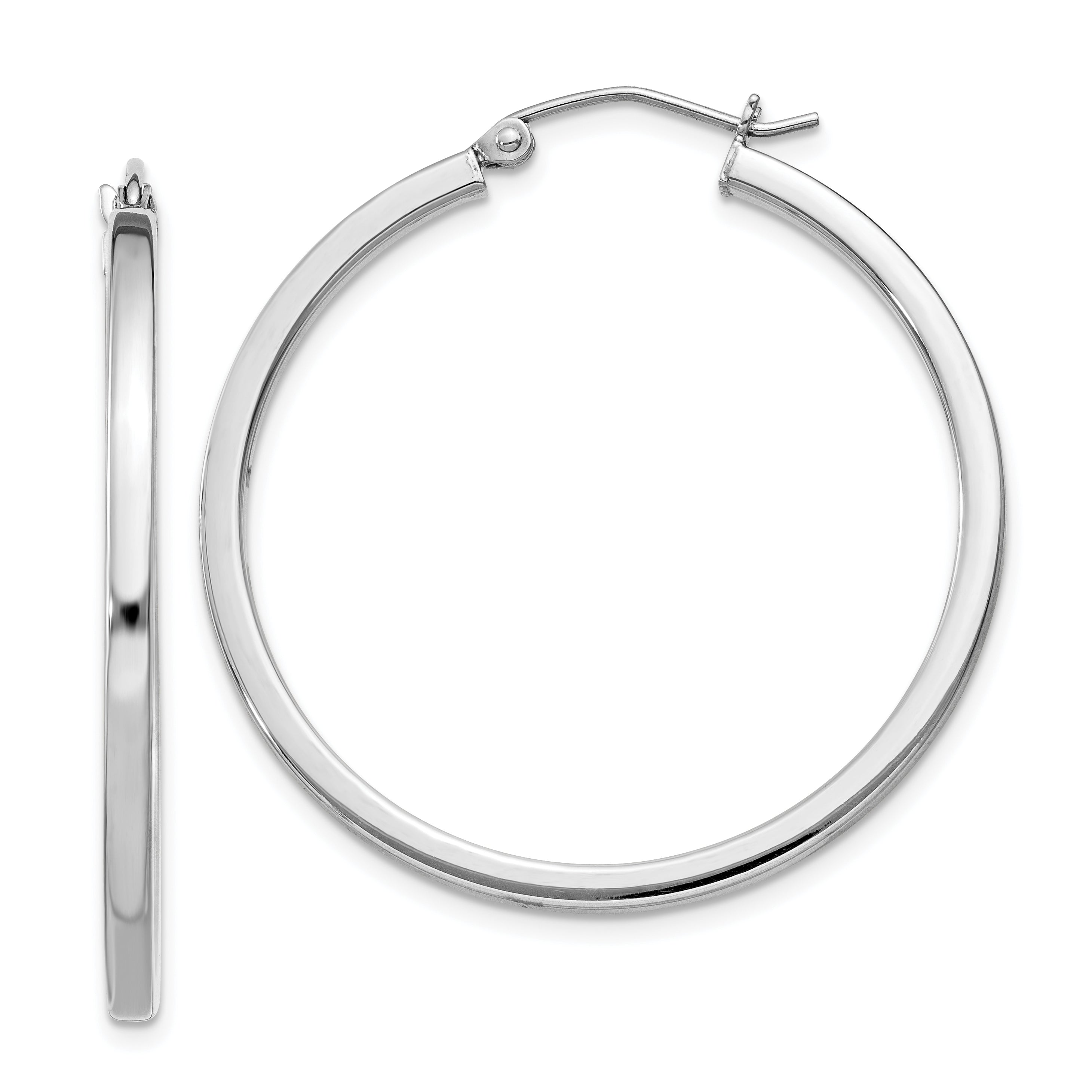 Sterling Silver Rhodium-plated 2x35mm Square Tube Hoop Earrings Main image