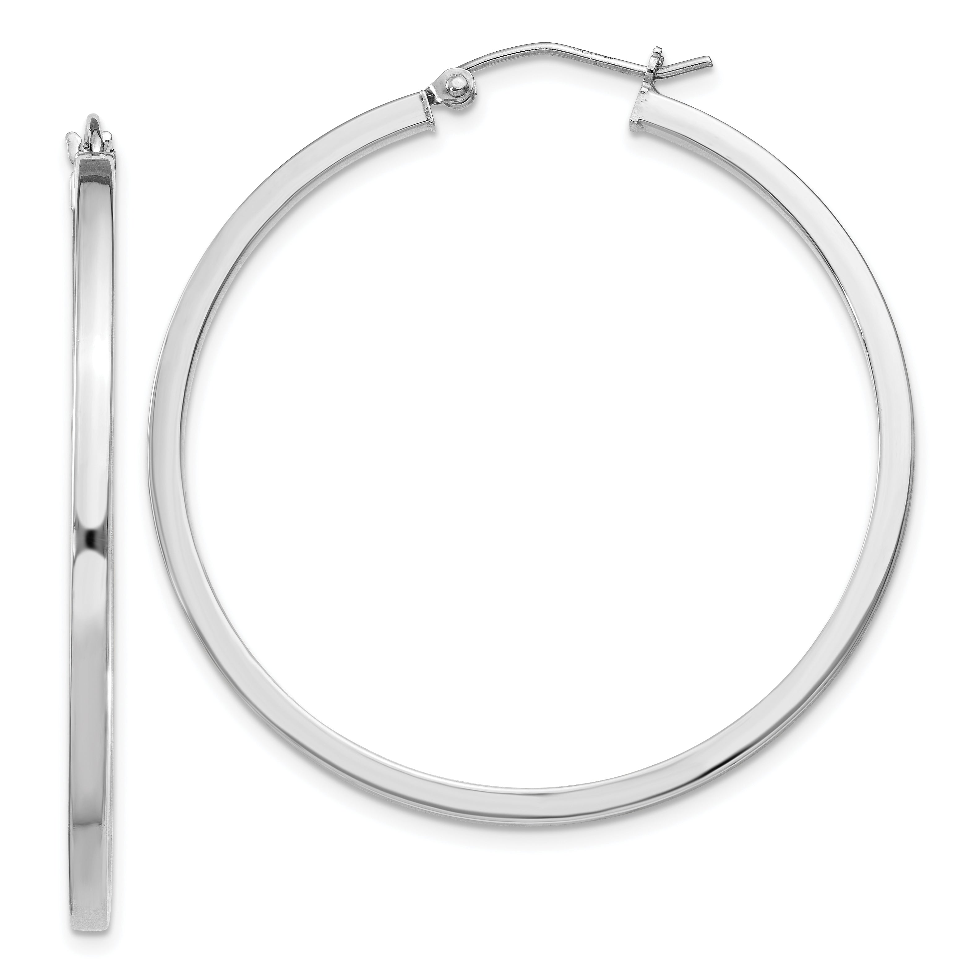 Sterling Silver Rhodium-plated 2x40mm Square Tube Hoop Earrings Main image