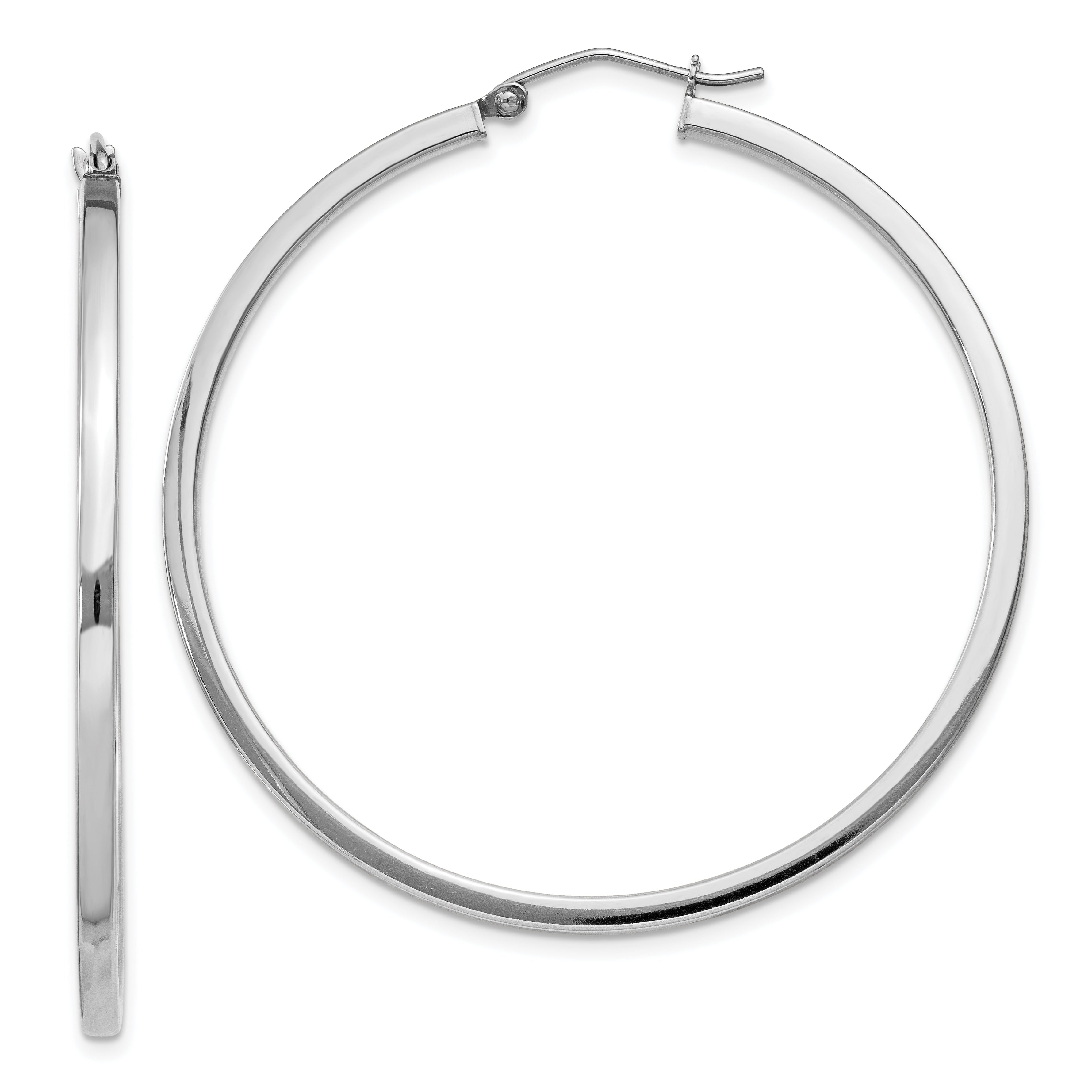 Sterling Silver Rhodium-plated 2x45mm Square Tube Hoop Earrings Main image