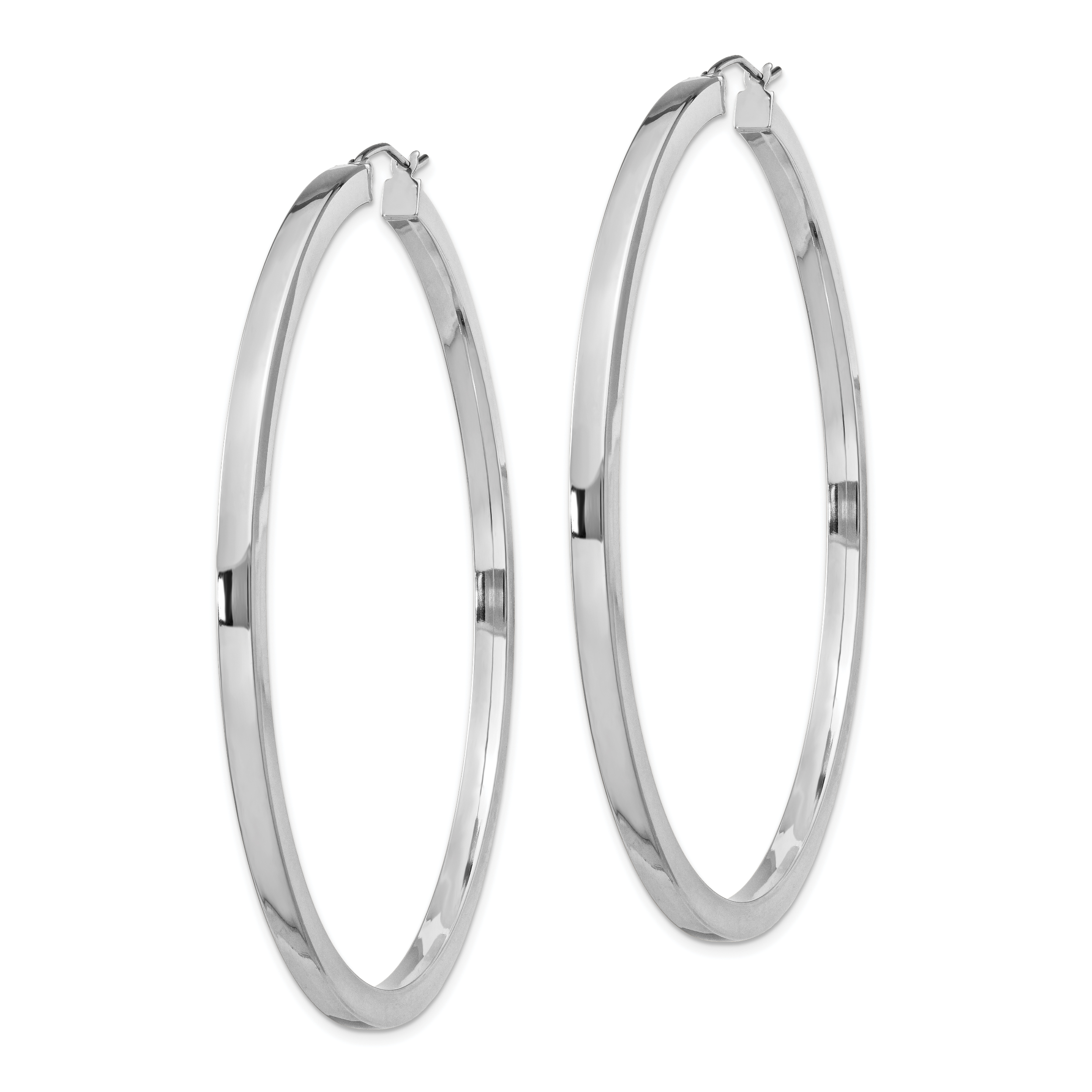Sterling Silver Rhodium-plated 2x65mm Square Tube Hoop Earrings Secondary image