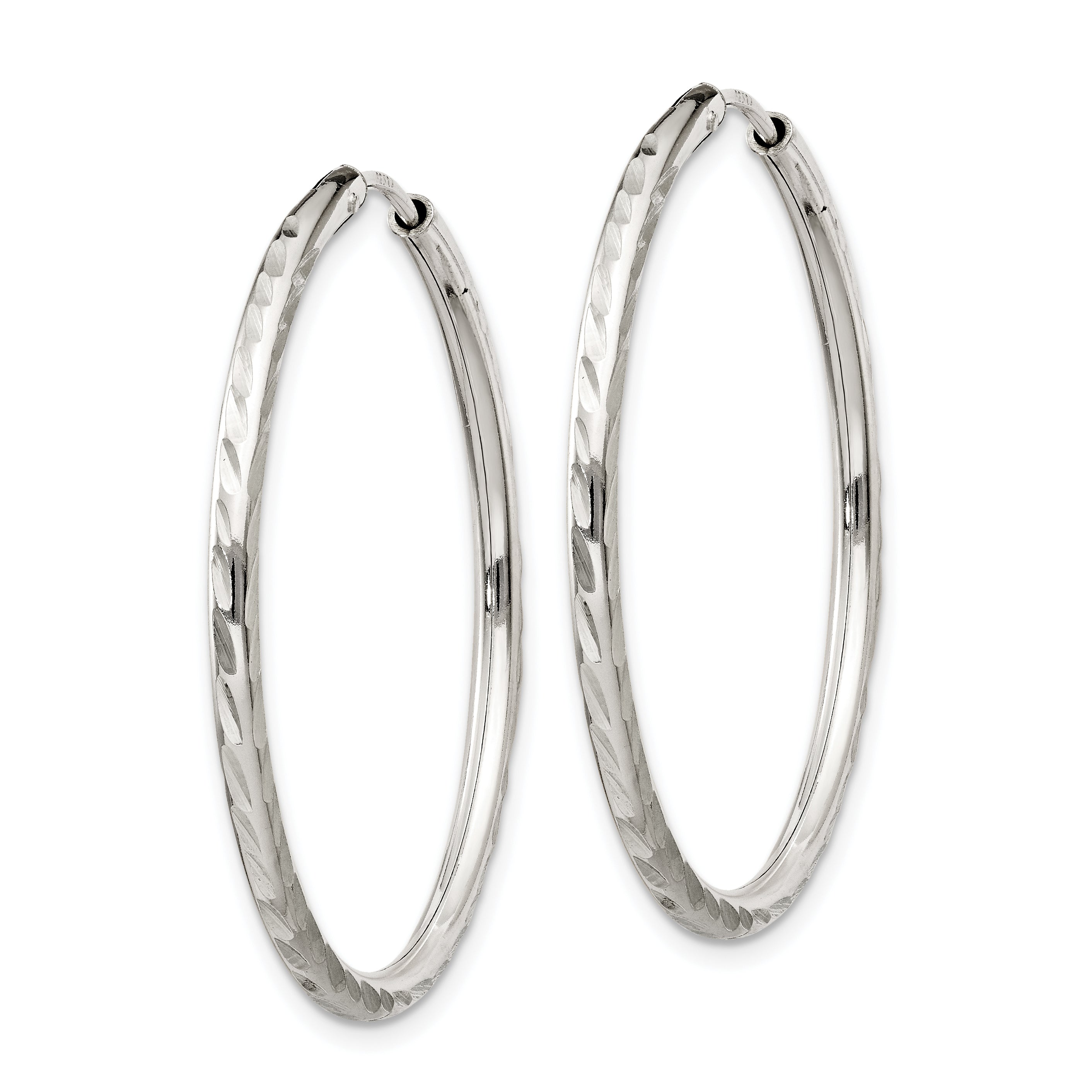 Sterling Silver D/C 2.5x35mm Endless Hoop Earrings Secondary image