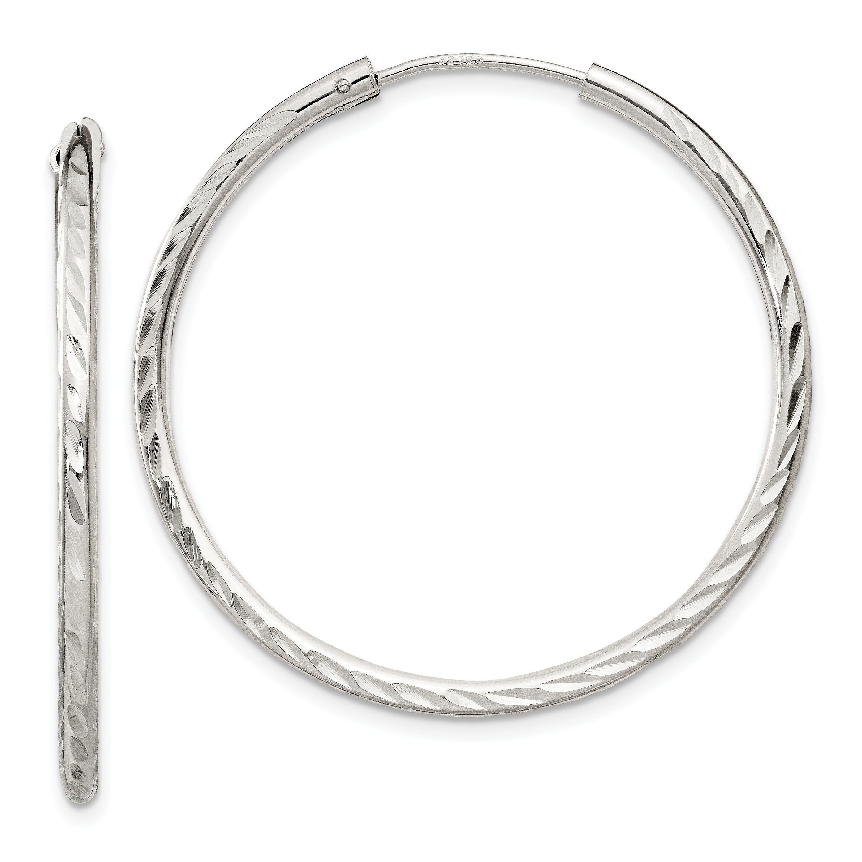 Sterling Silver D/C 2.5x35mm Endless Hoop Earrings Main image