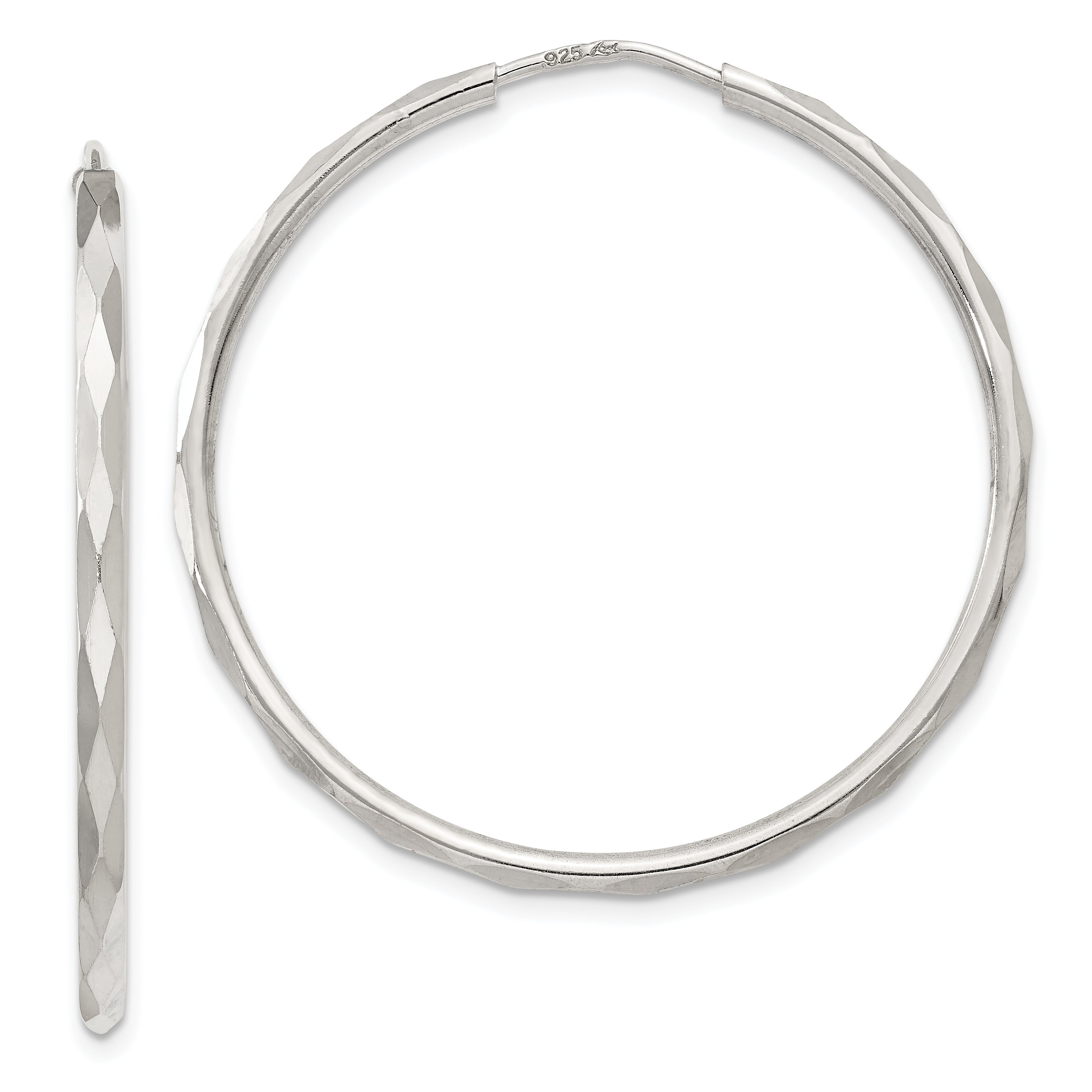 Sterling Silver D/C 2.5x35mm Endless Hoop Earrings Main image