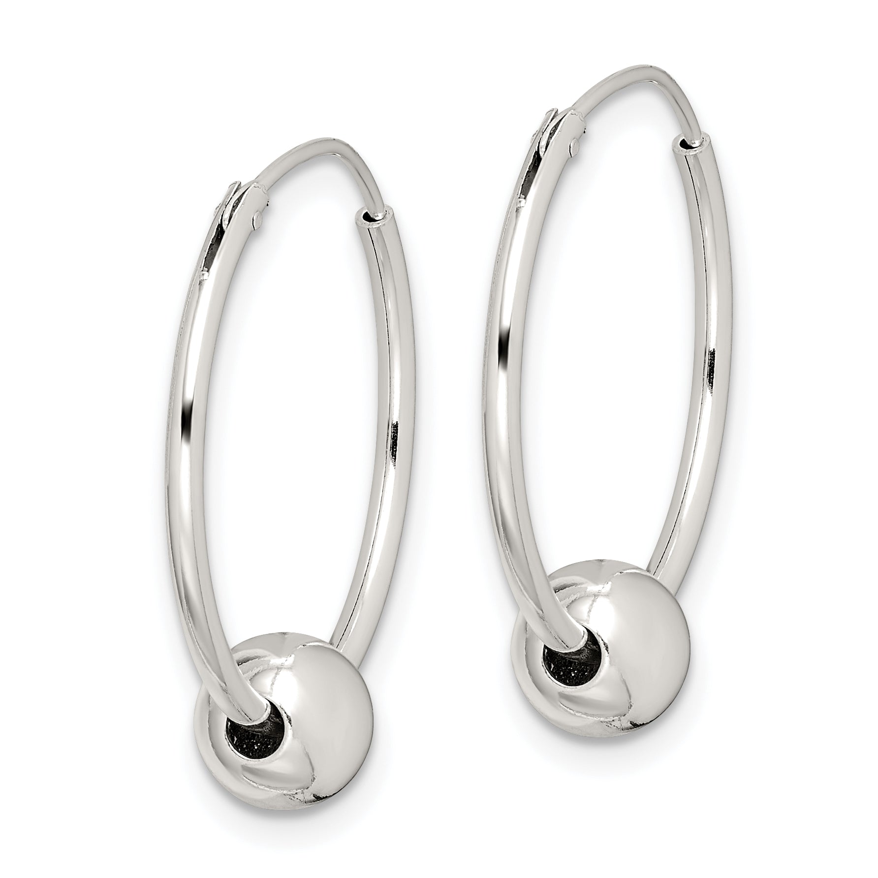 Sterling Silver Bead Endless Hoop Earrings Secondary image