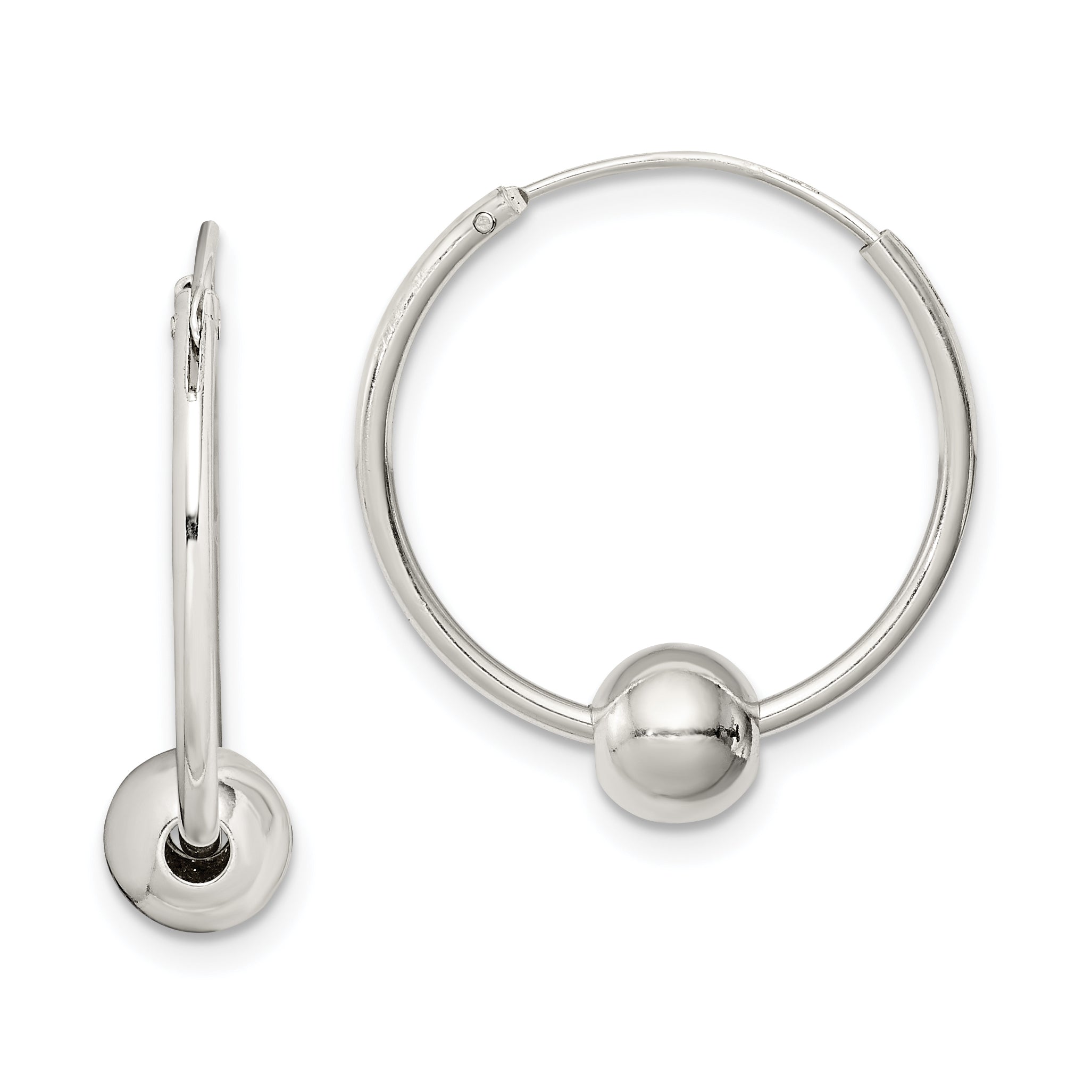 Sterling Silver Bead Endless Hoop Earrings Main image