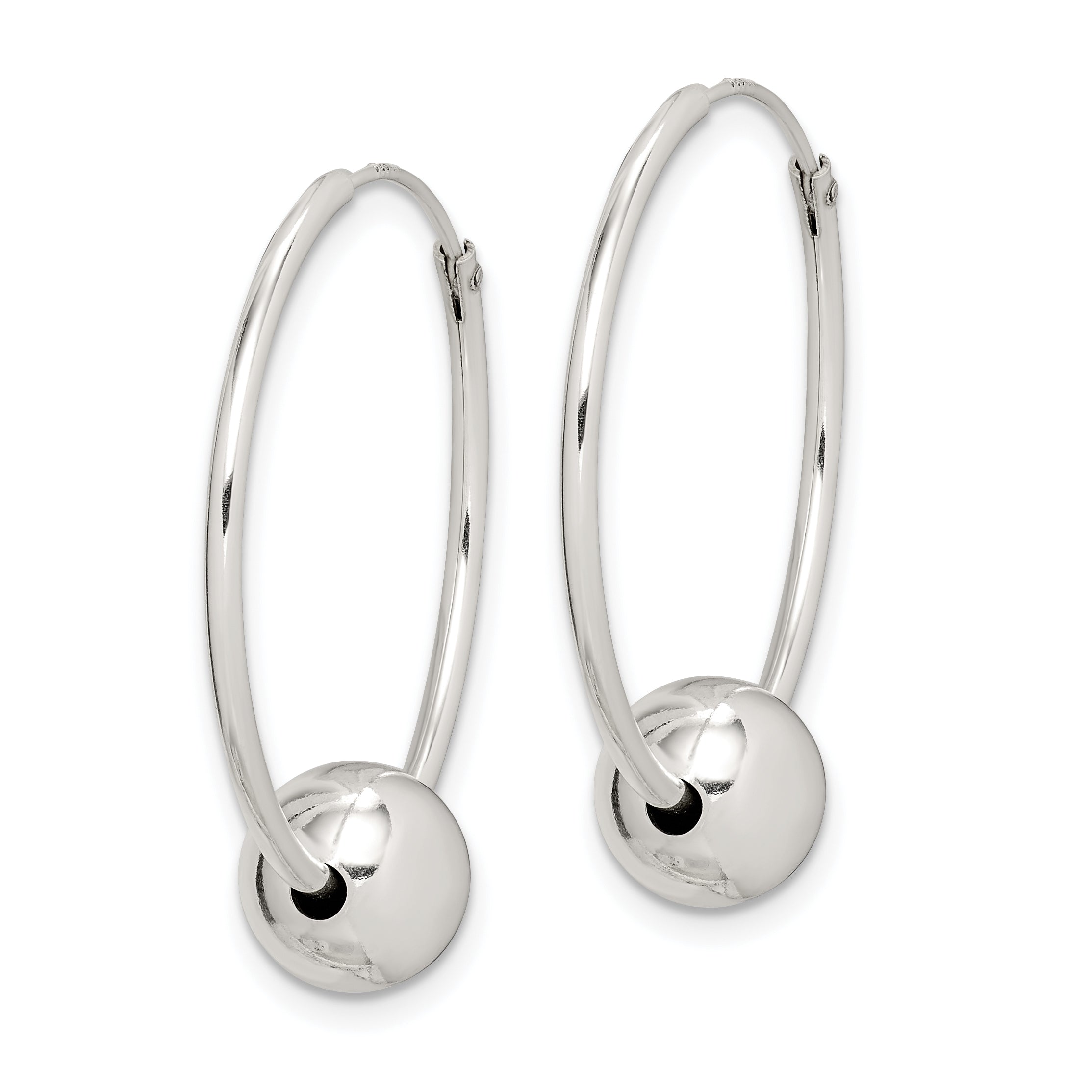 Sterling Silver Bead Endless Hoop Earrings
