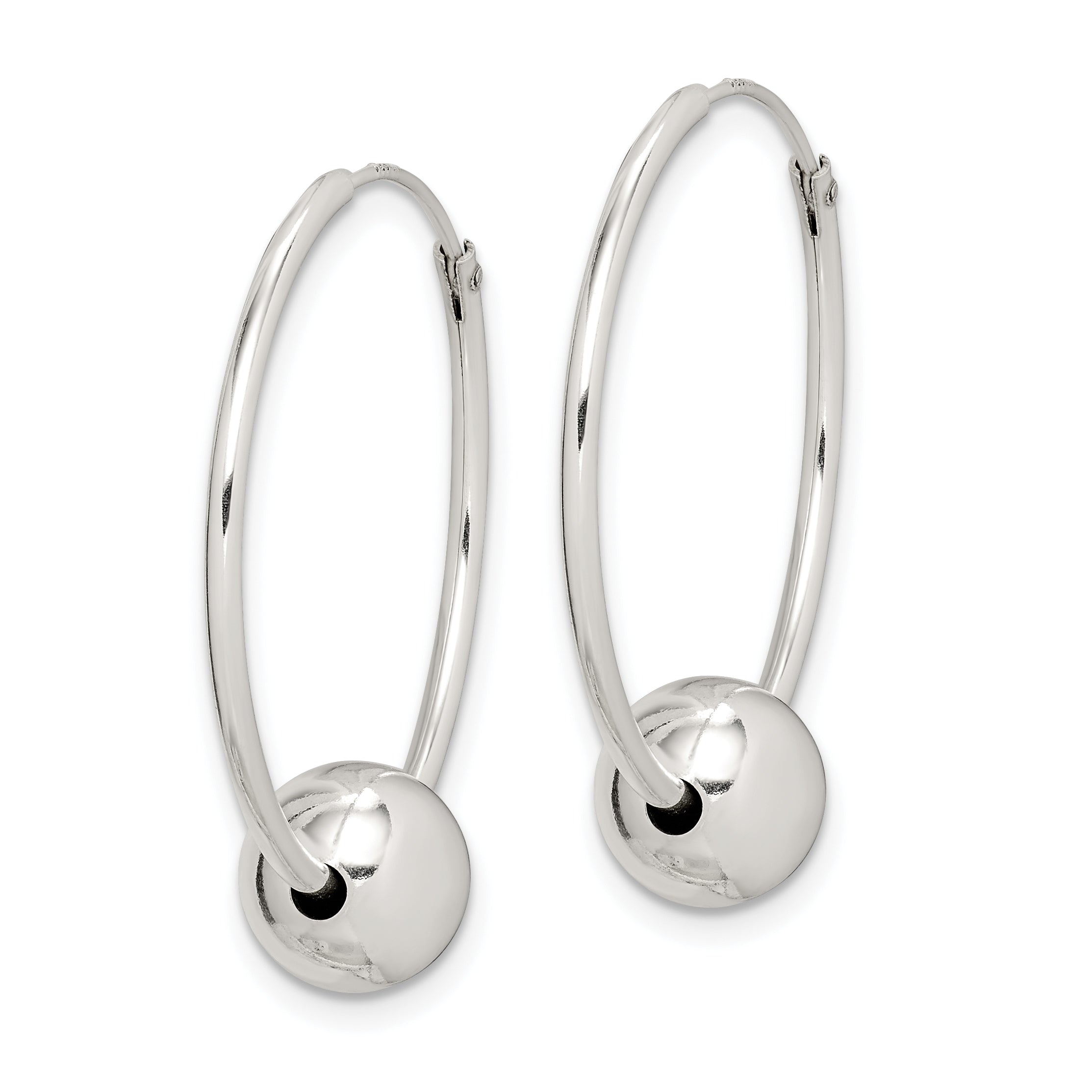 Sterling Silver Bead Endless Hoop Earrings Secondary image