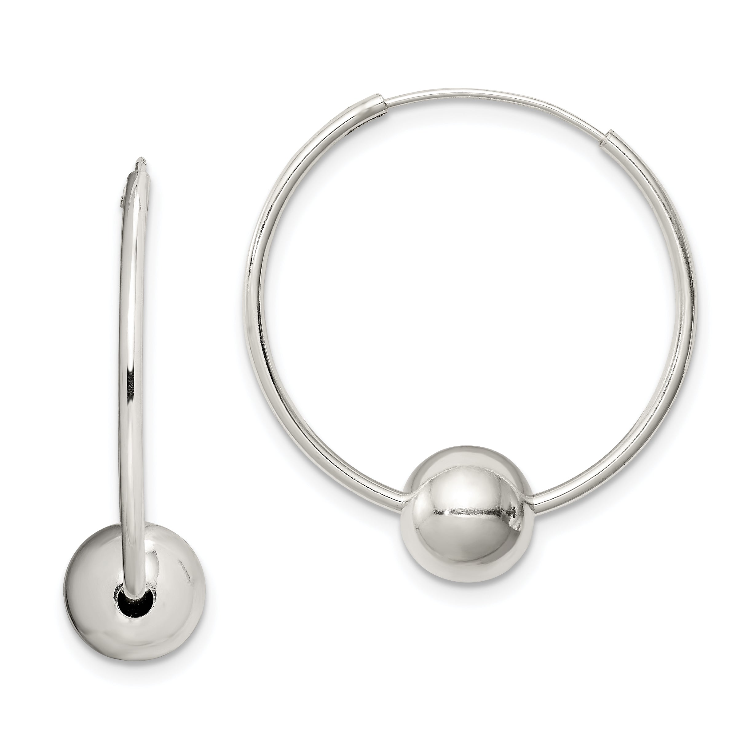Sterling Silver Bead Endless Hoop Earrings Main image
