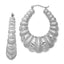 Sterling Silver Rhodium-plated Satin & D/C Shrimp Oval Hoop Earrings