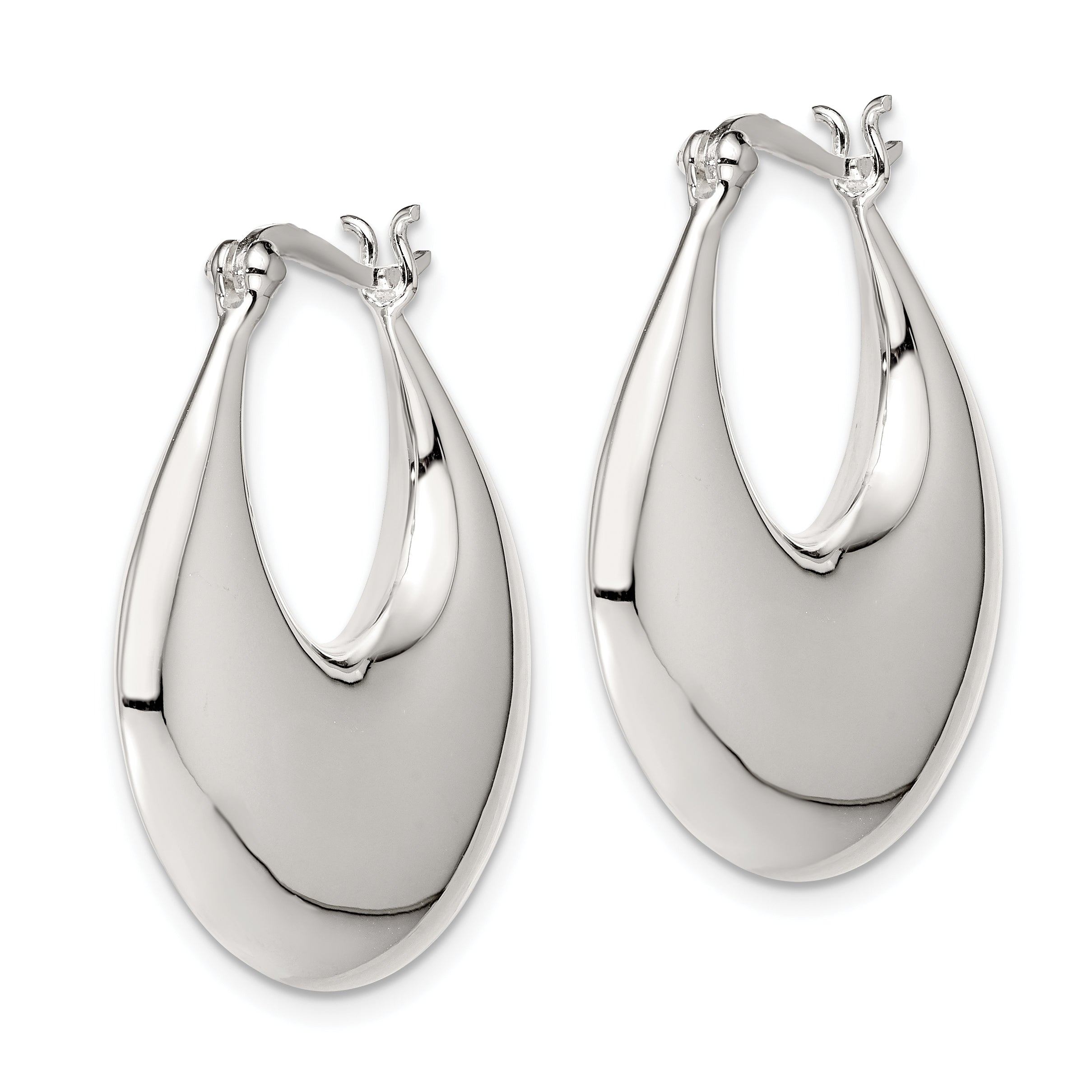 Sterling Silver Polished Puffed Hoop Earrings Secondary image