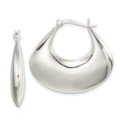 Sterling Silver Polished Puffed Hoop Earrings