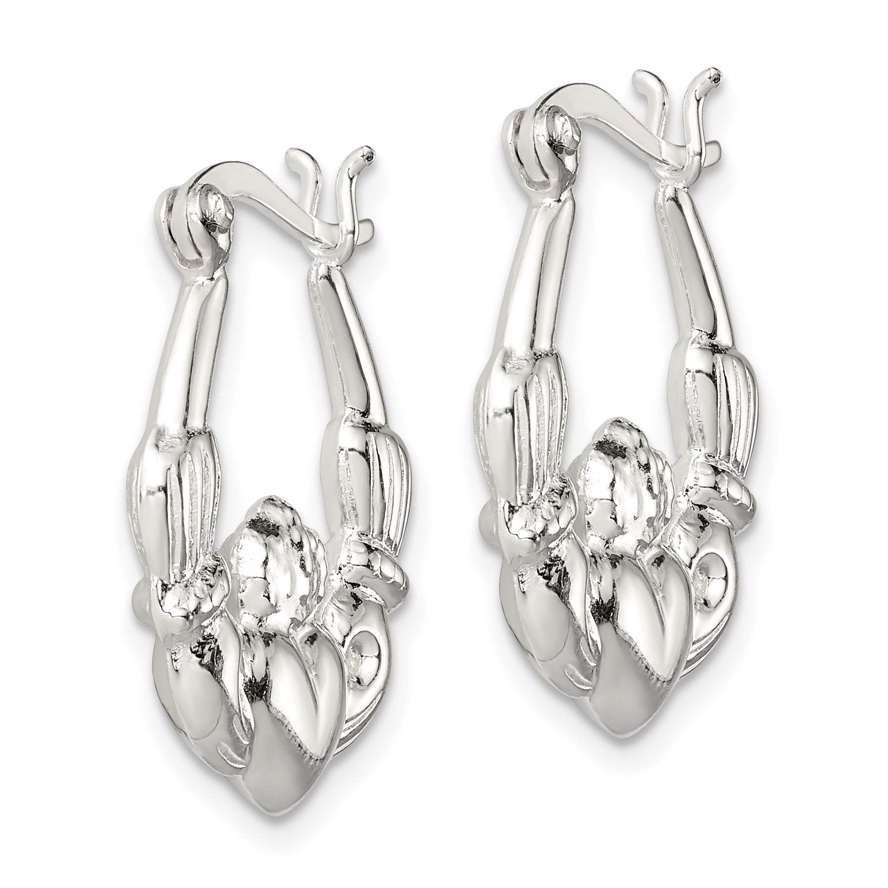 Sterling Silver Polished Claddagh Hoop Earrings Secondary image