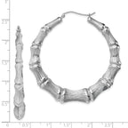 Sterling Silver Rhodium-plated Bamboo Round Hoop Earrings