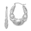 Sterling Silver Rhod-plated Satin & D/C Scalloped Oval Hoop Earrings