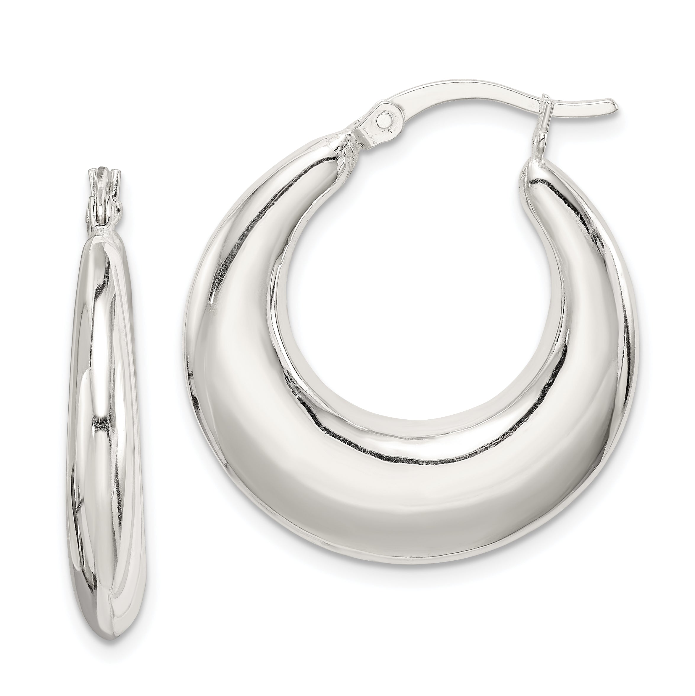 Sterling Silver Polished & Tapered Round Hoop Earrings Main image