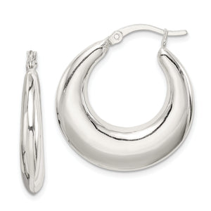 Tapered Round Hoop Earrings in Sterling Silver, 27mm - Sophia Jewelers