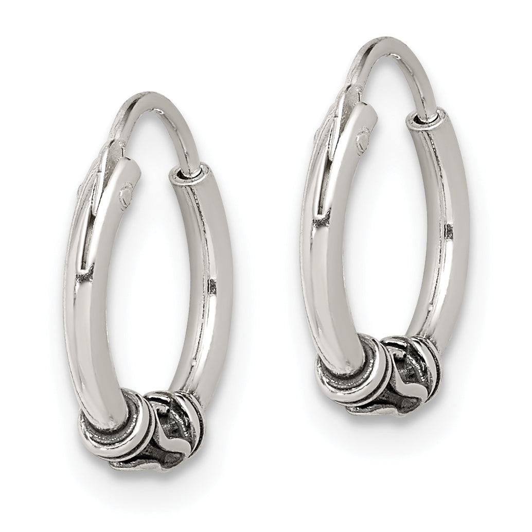 Antiqued Hoop Earrings in Sterling Silver