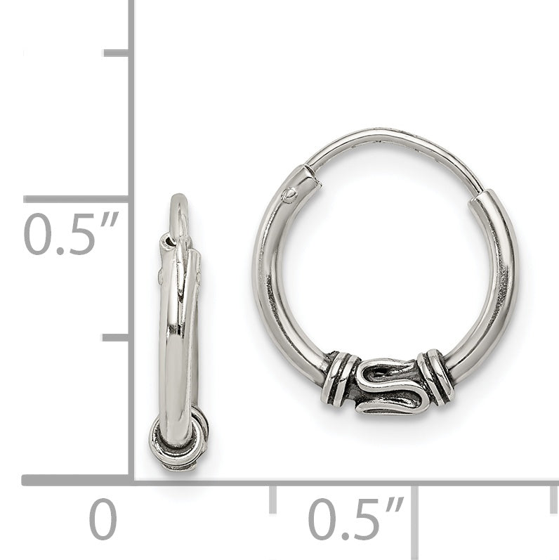 Antiqued Hoop Earrings in Sterling Silver