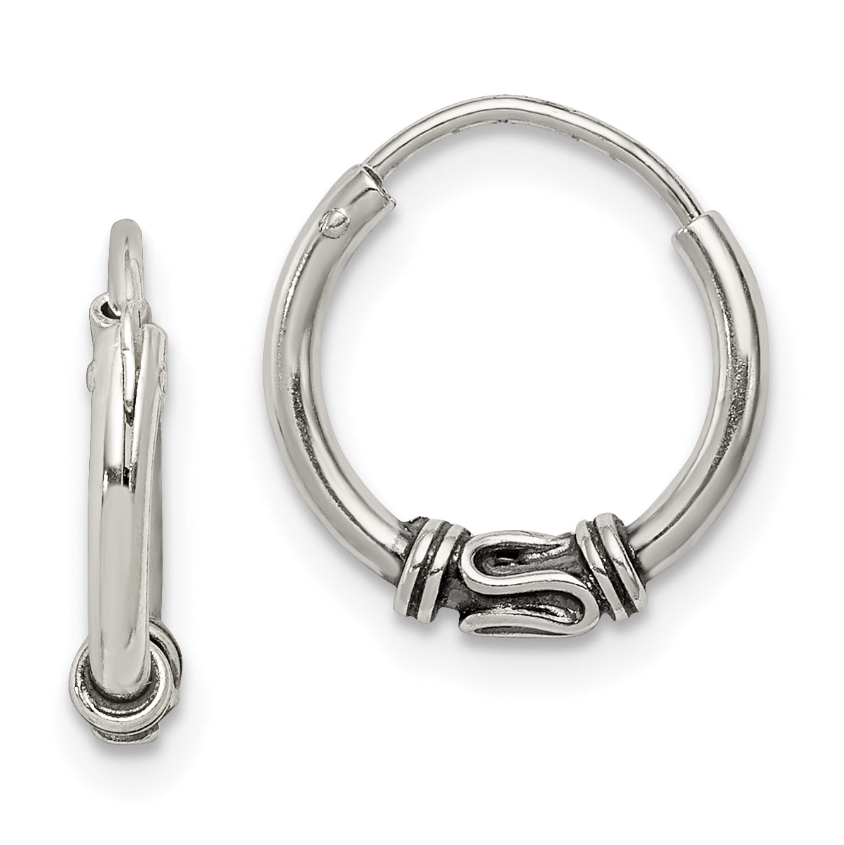 Sterling Silver Antiqued Hoop Earrings Main image
