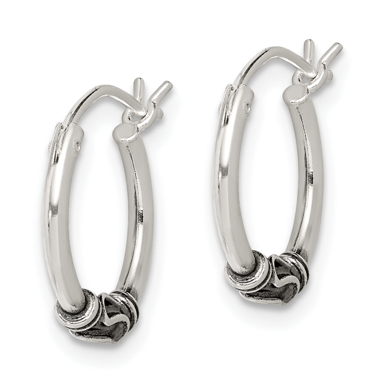 Antiqued Hoop Earrings in Sterling Silver Secondary image