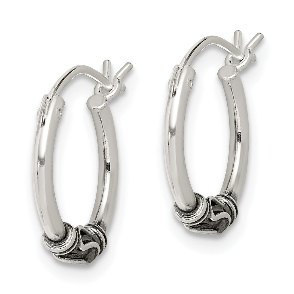 Antiqued Hoop Earrings in Sterling Silver