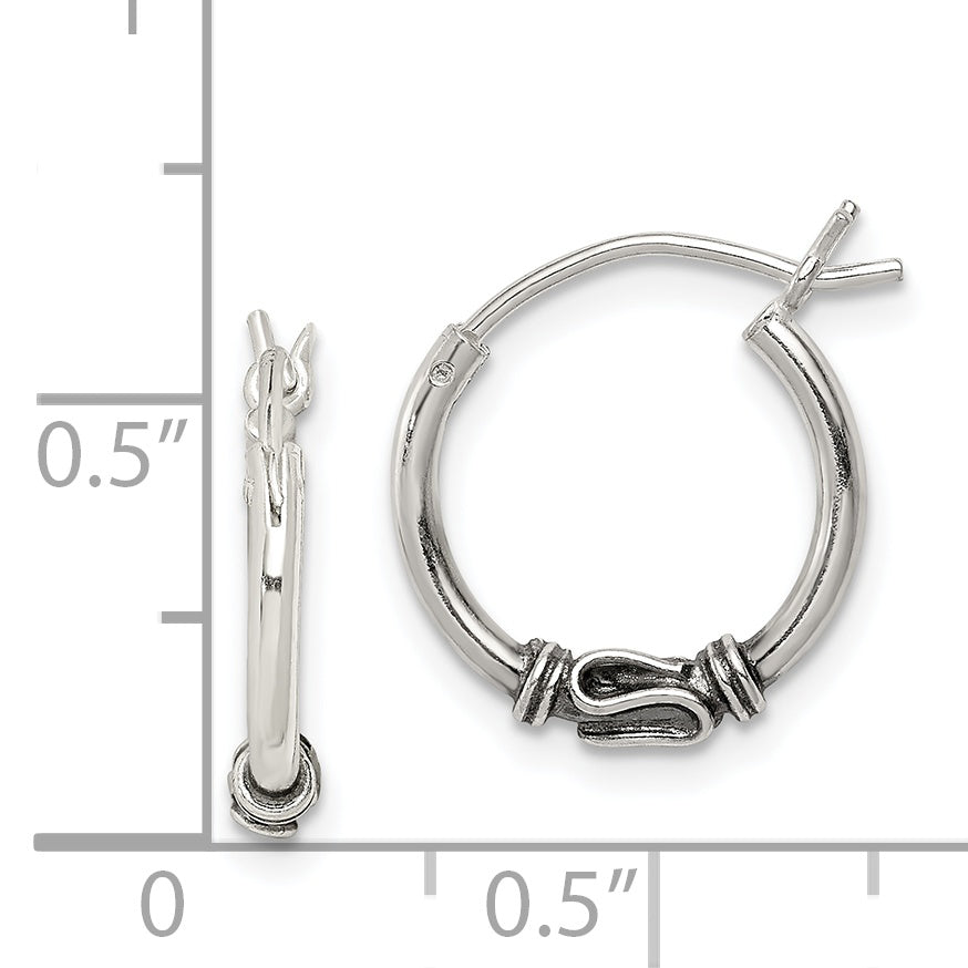 Antiqued Hoop Earrings in Sterling Silver