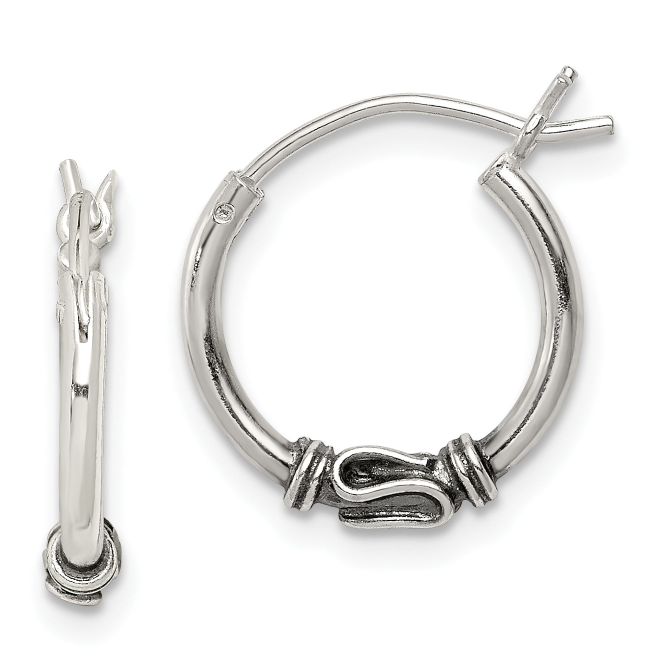 Sterling Silver Antiqued Hoop Earrings Main image
