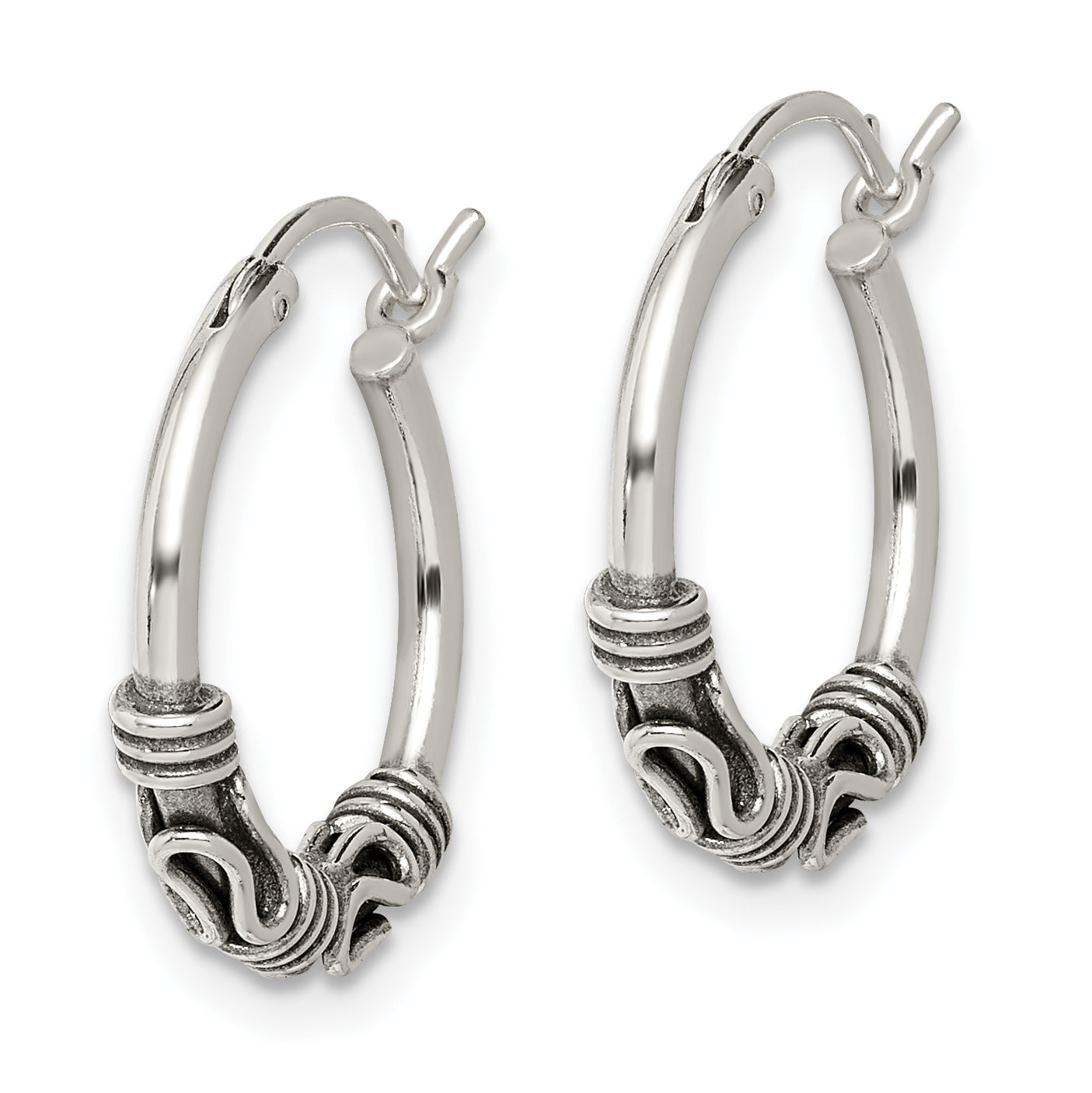 Sterling Silver Antiqued Hoop Earrings Secondary image