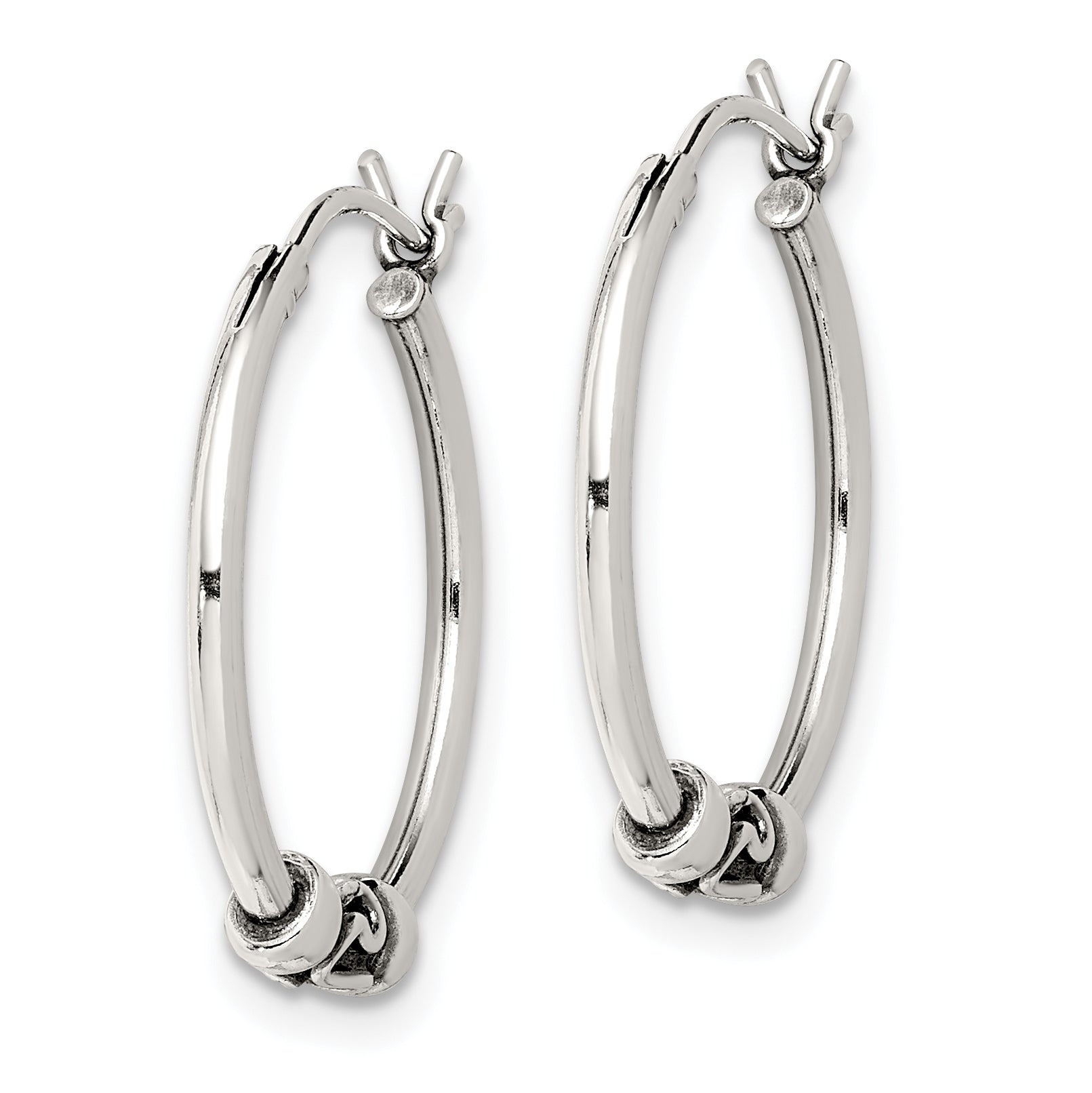 Sterling Silver Antiqued Hoop Earrings Secondary image