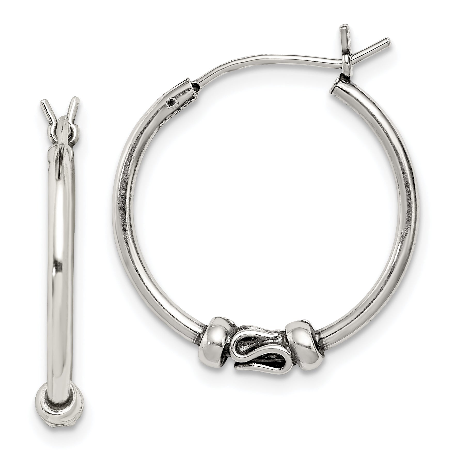 Sterling Silver Antiqued Hoop Earrings Main image