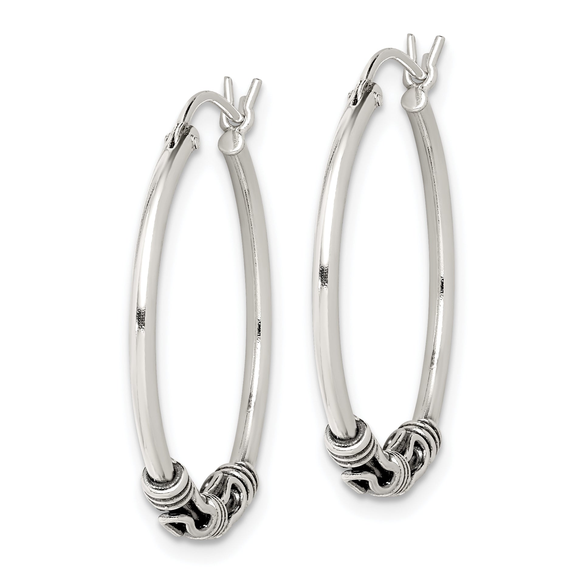 Sterling Silver Antiqued Hoop Earrings Secondary image