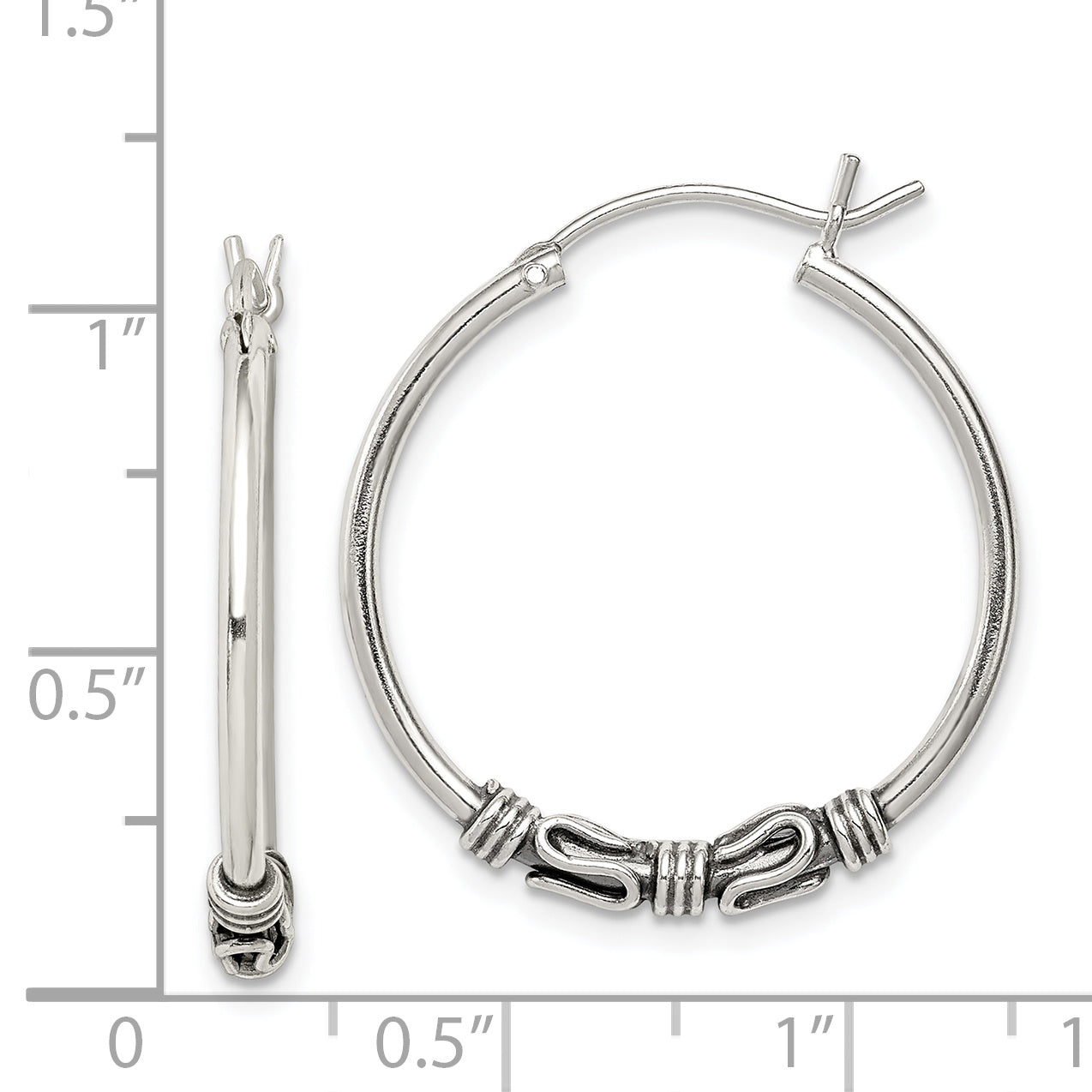 Sterling Silver Antiqued Hoop Earrings