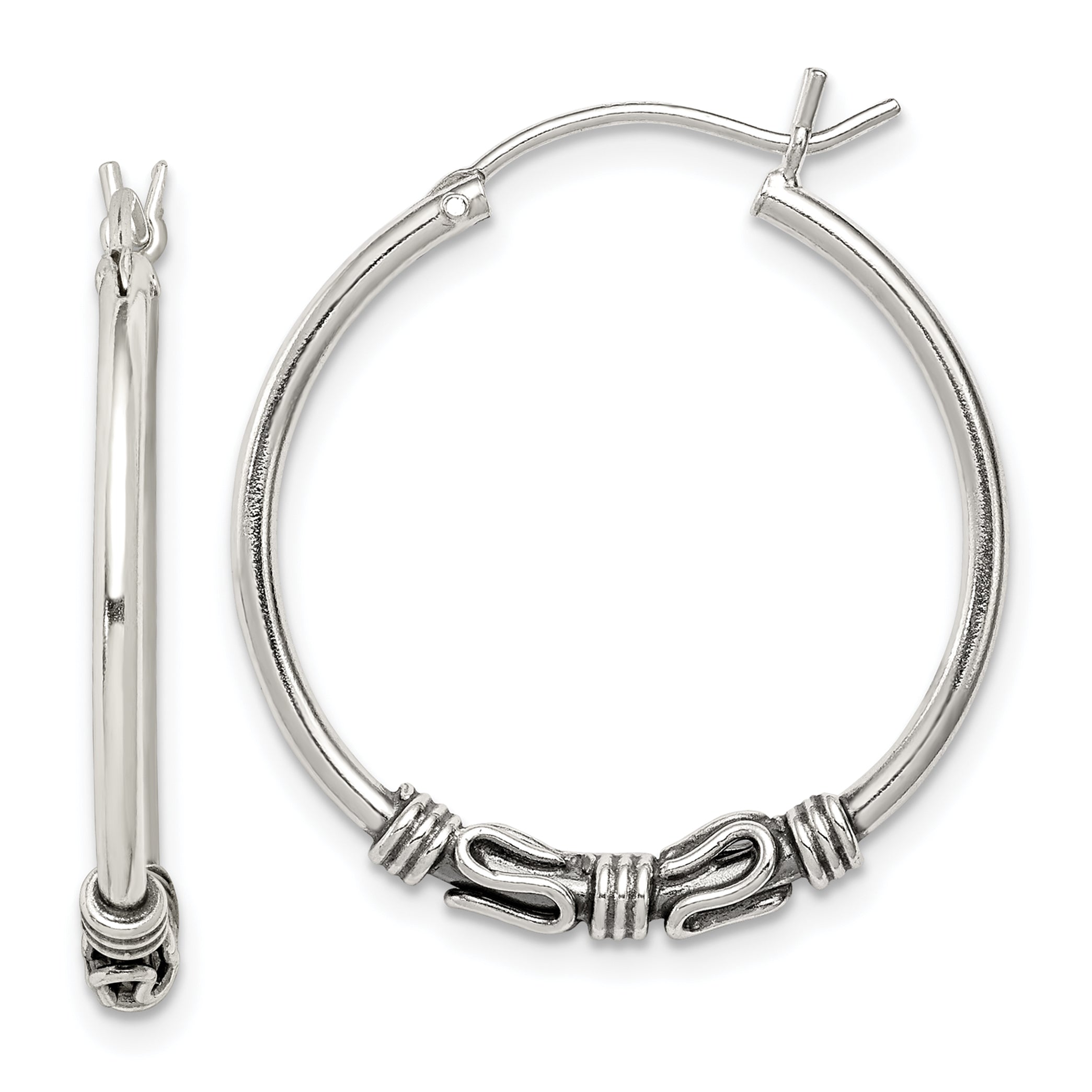Sterling Silver Antiqued Hoop Earrings Main image