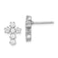 Sterling Silver Rhodium-plated Polished CZ Cross Post Earrings