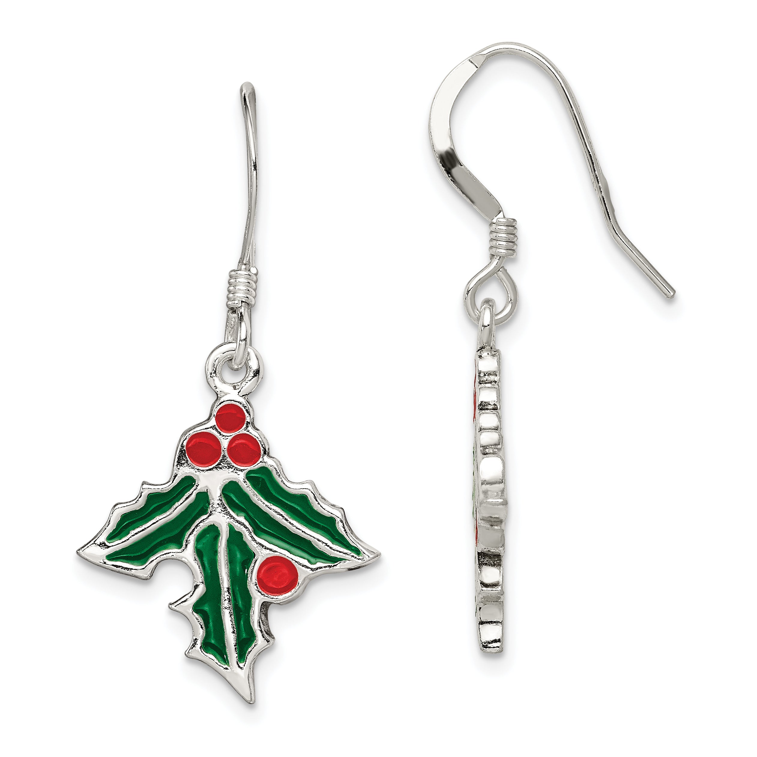Sterling Silver Enameled Holly Earrings Main image