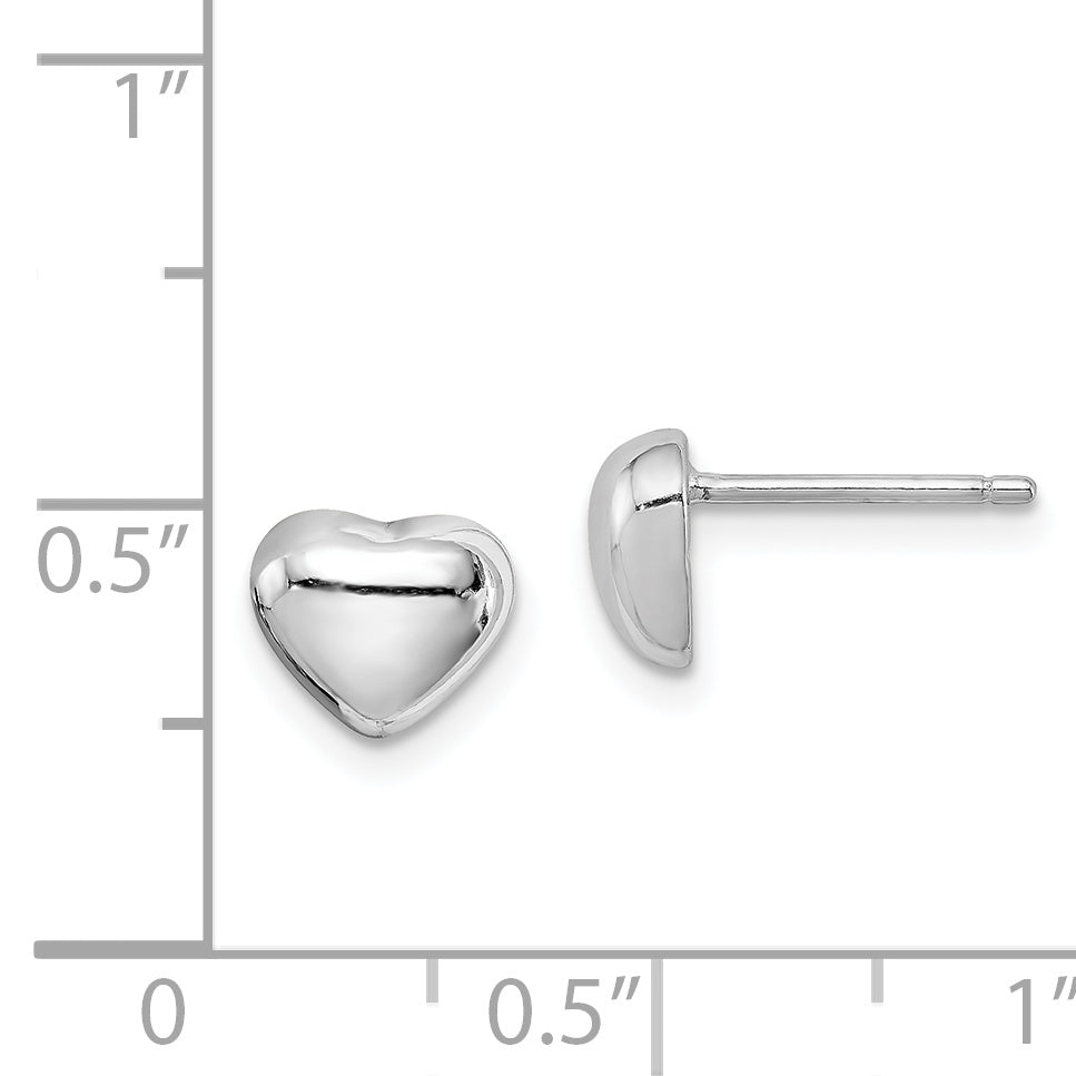 Sterling Silver Rhodium-plated Heart Post Earrings
