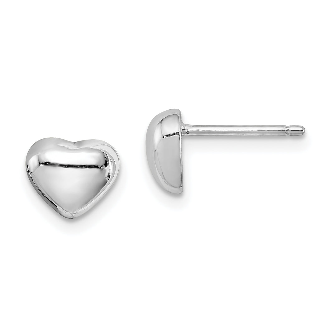 Sterling Silver Rhodium-plated Heart Post Earrings