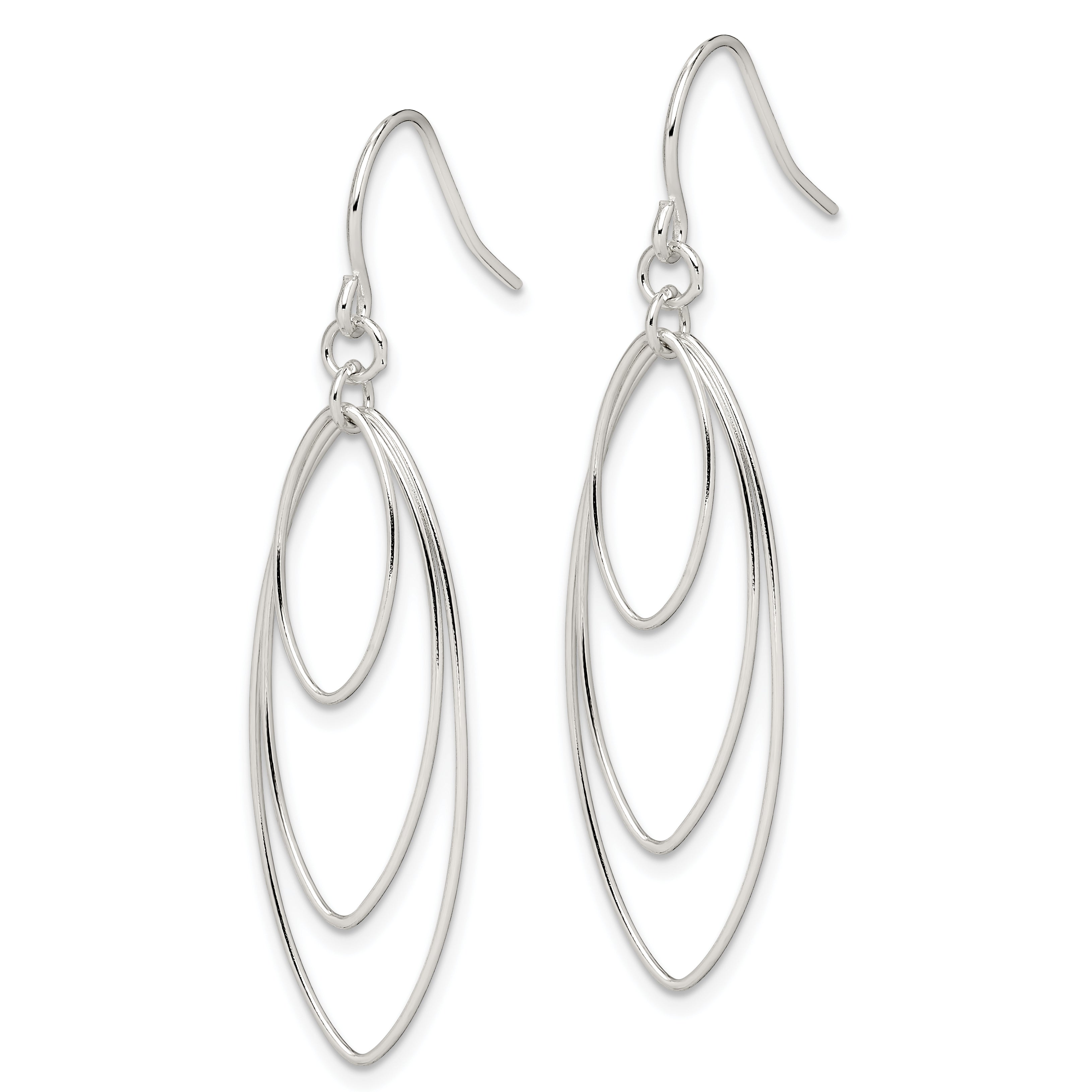 Sterling Silver Polished Triple Marquise Shape Dangle Earrings Secondary image