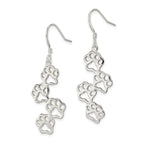 Paw Prints Drop Earrings in Sterling Silver