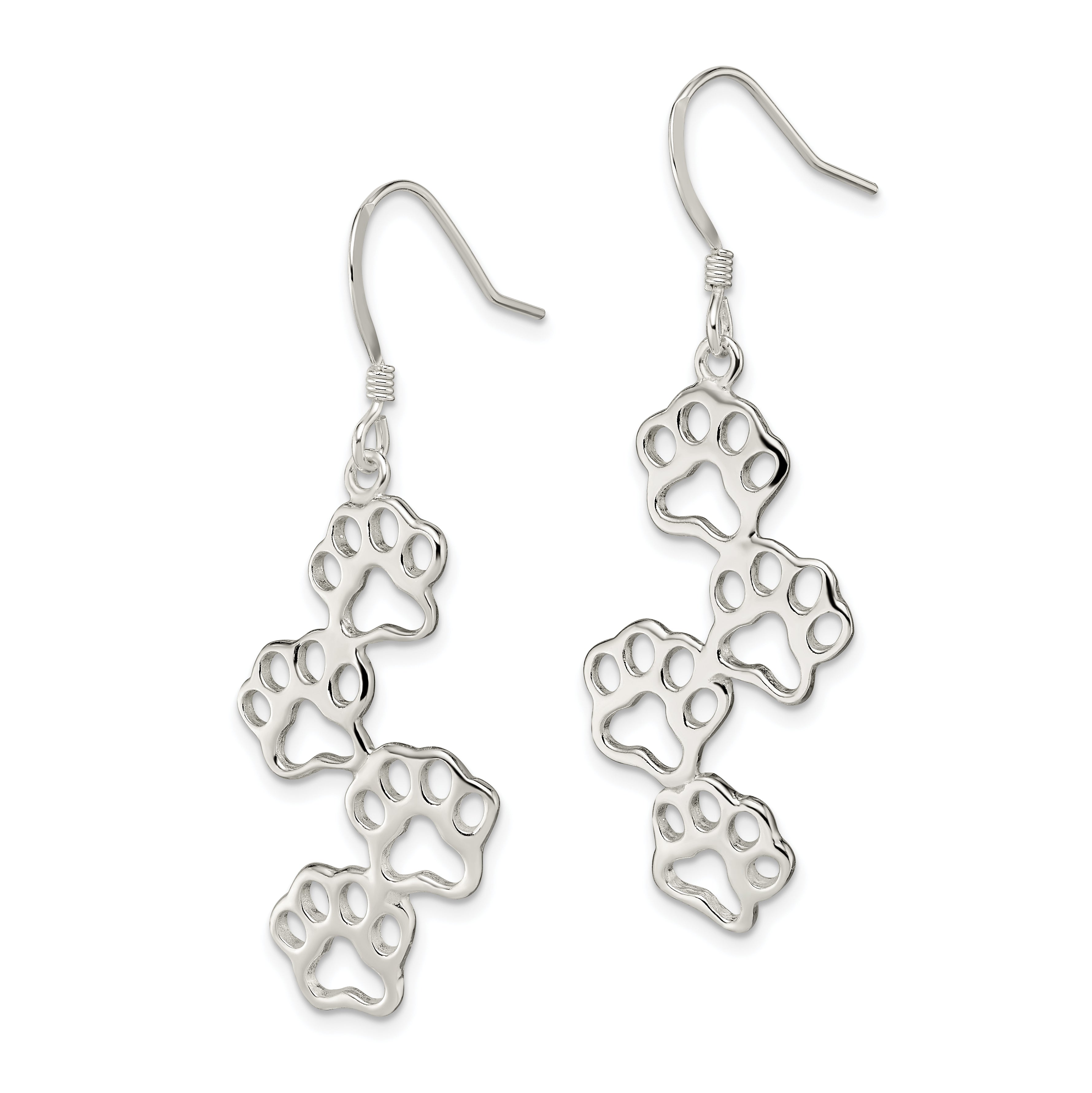 Paw Prints Drop Earrings in Sterling Silver
