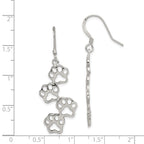 Paw Prints Drop Earrings in Sterling Silver