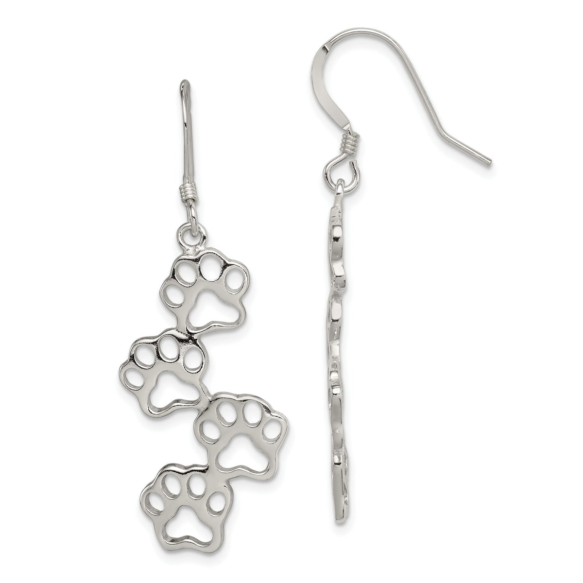 Paw Prints Drop Earrings in Sterling Silver - Sophia Jewelers Main image