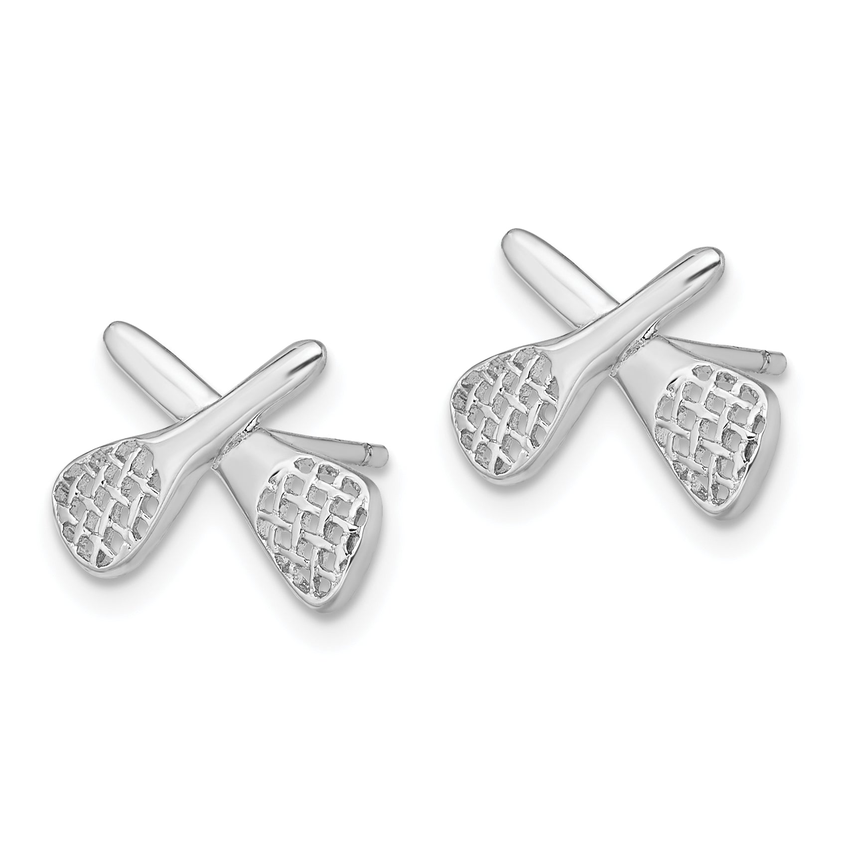 Sterling Silver Rhodium-plated Lacrosse Post Earrings Secondary image