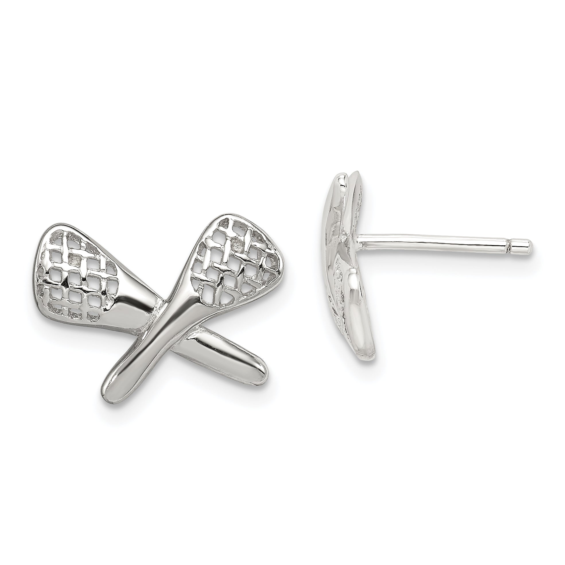 Sterling Silver Rhodium-plated Lacrosse Post Earrings Main image