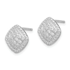 Sterling Silver Square CZ Post Earrings